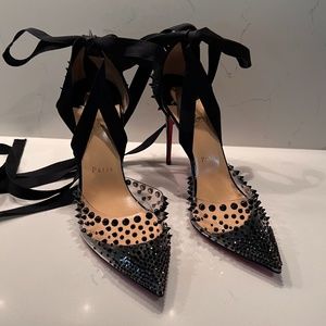 Christian Louboutin Mechante Reine 100 PVC Black Spikes Pumps Heels